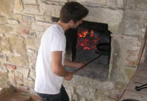 The bread oven in action